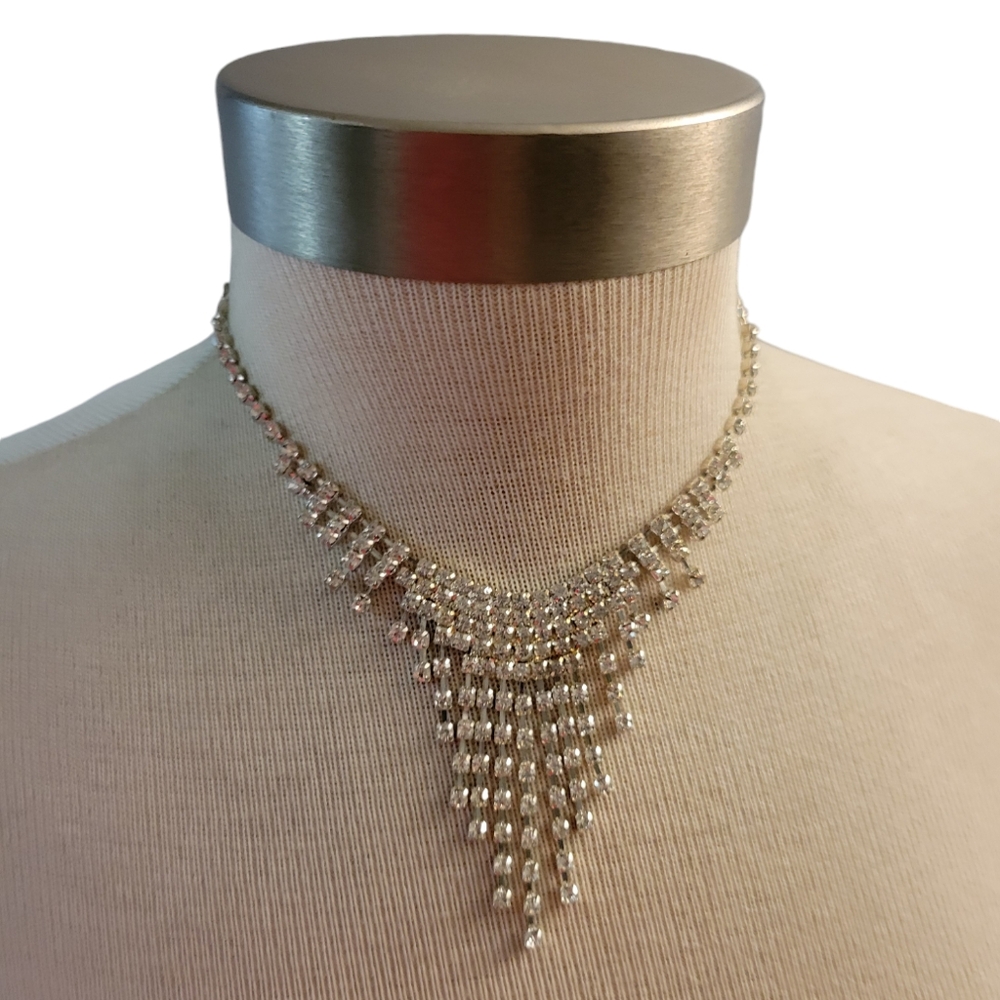 Rhinestone Collar Statement Necklace - image 1